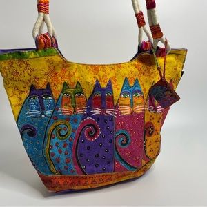 VTG LAUREL BURCH | Large Cat Motif Tote Bag